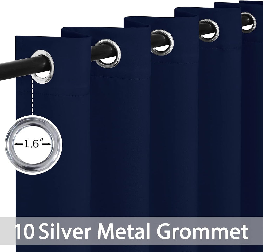 Yakamok Blackout Curtains Room Darkening Thermal Insulated Window Panels, Solid Grommet Top Drapes for Bedroom/Living Room(70Wx84L, Navy…
