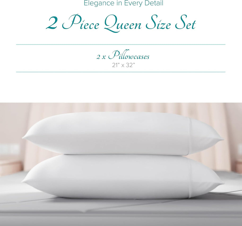 Carressa Linen 100% Egyptian Cotton Standard/Queen Size Pillow Cases Set of 2-800 Series Tulips Collection Queen Pillow Cover for…