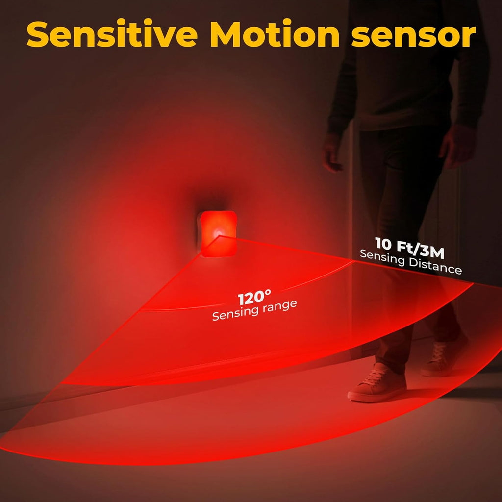 Bestendony Red Motion Sensor Night Lights Rechargeable Battery Night Light Magnetic Red Light Night Lights for, Bathroom, Hallway…
