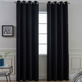 Yakamok Thermal Insulated Blackout Curtains Solid Grommet Window Drapery Bedroom/Living Room, Black, W52 x L96, 2 Panels