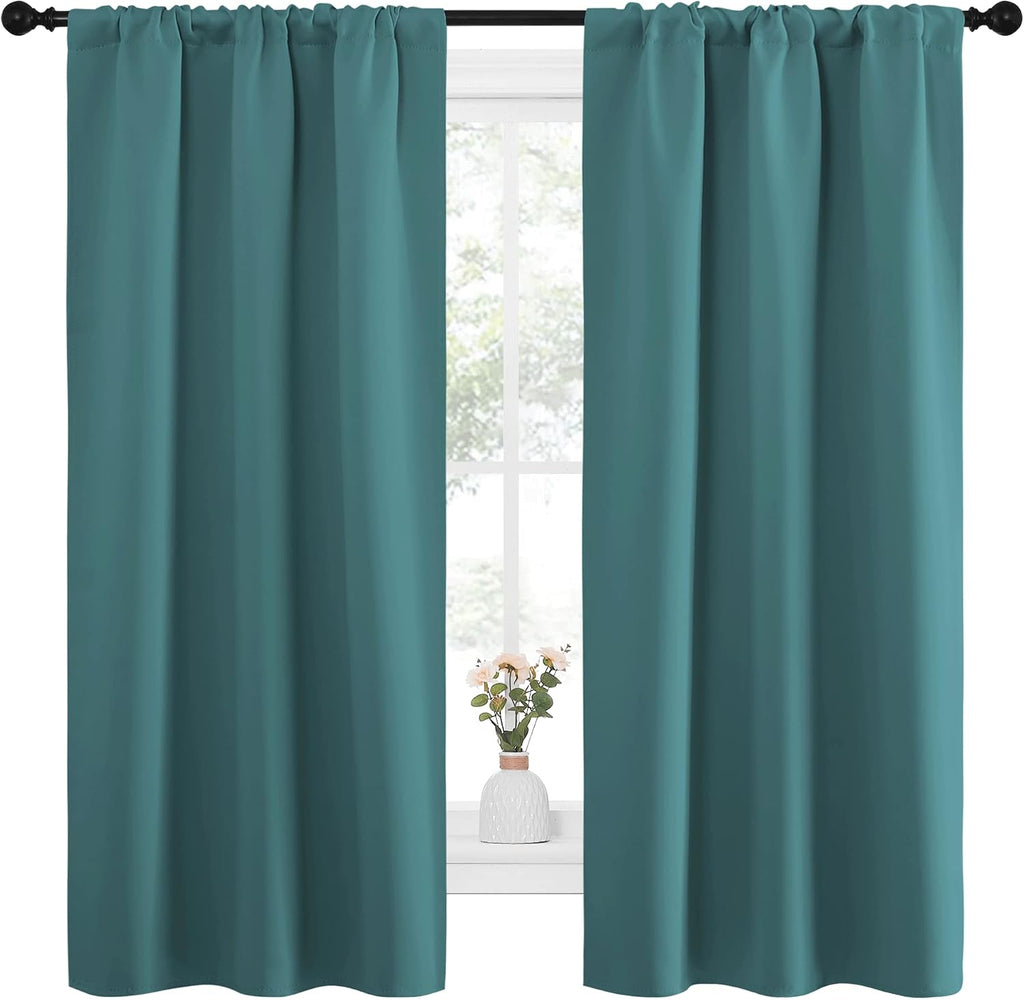 NICETOWN Bedroom Curtains, Three Pass Microfiber Noise Reducing Thermal Insulated Solid Rod Pocket Blackout Window Curtains for Kids Room…