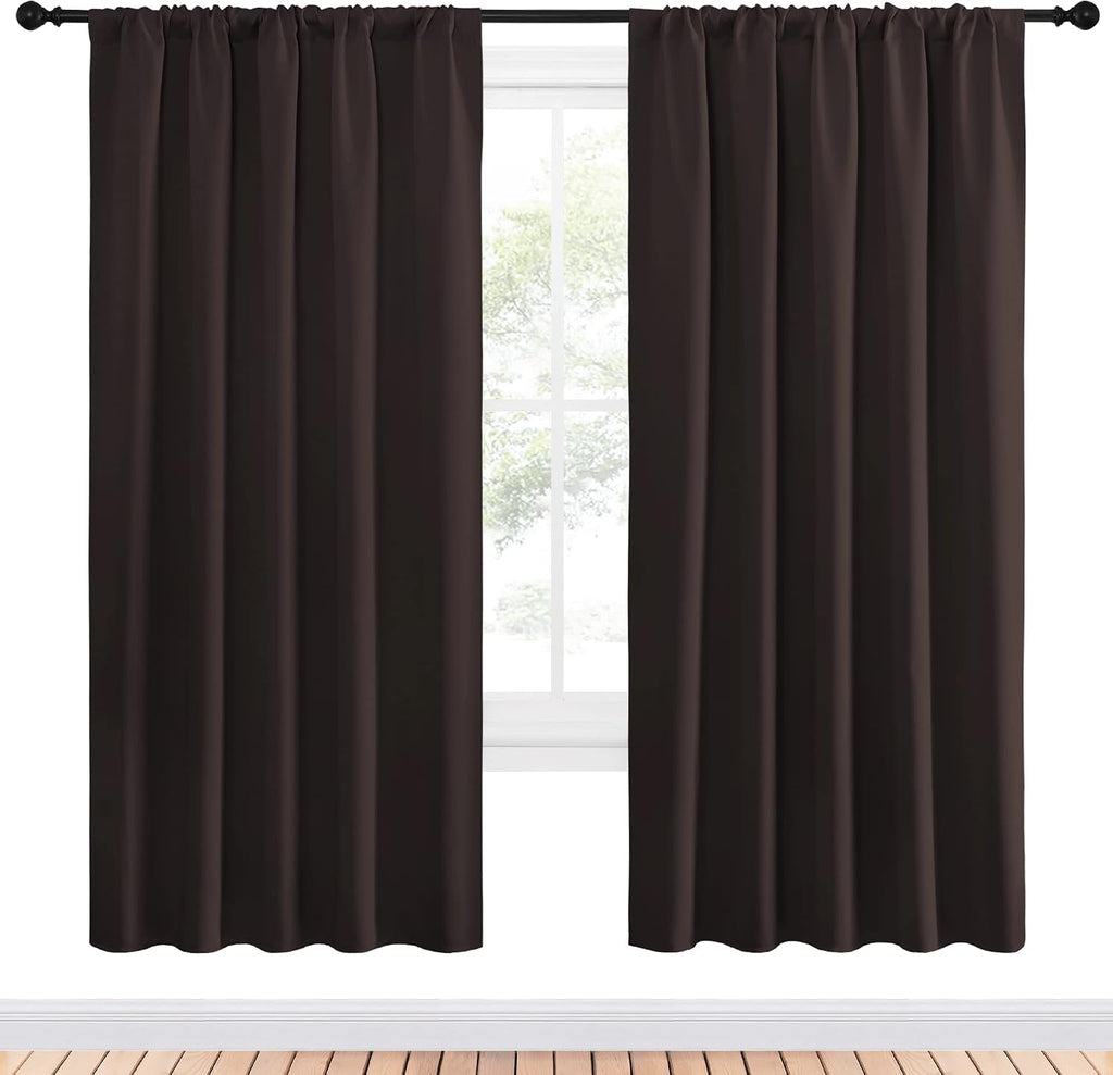 NICETOWN Blackout Curtain Panels 72 inches - Energy Saving Thermal Insulated Solid Rod Pocket Blackout Curtains for Bedroom (1 Pair, 52…