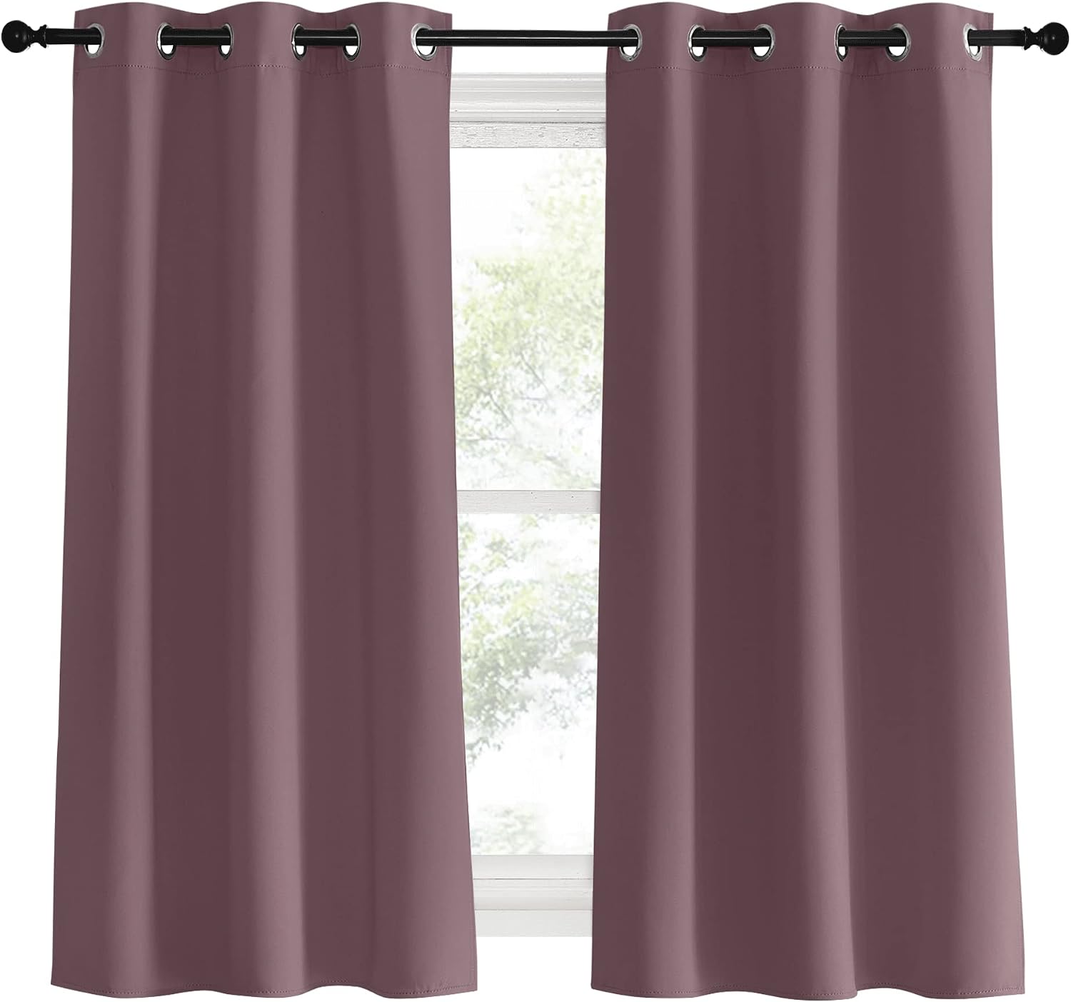 NICETOWN Kitchen Curtains, Short Curtains for Bedroom Windows, Dry Rose, 34" W by 60" L, 1 Pair, Thermal Insulated Room Darkening Curtain…