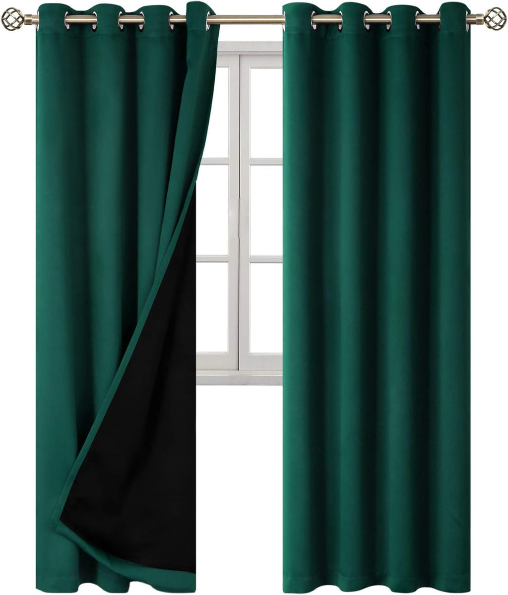 BGment Thermal Insulated 100% Blackout Curtains for Bedroom with Black Liner, Double Layer Full Room Darkening Noise Reducing Grommet Curta…