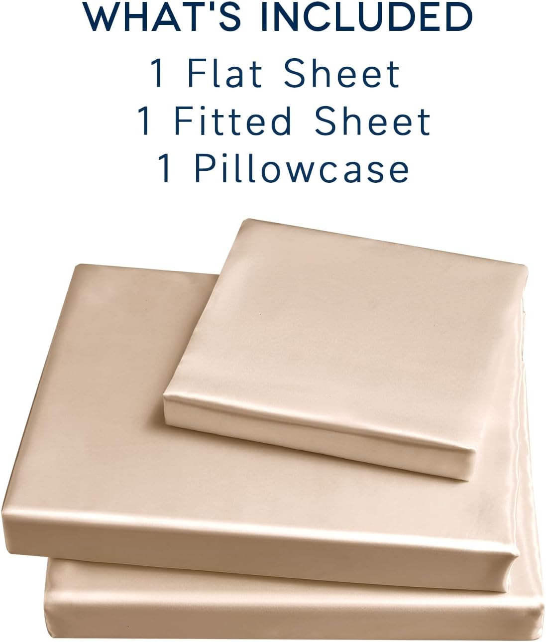 Golal Satin Sheets Twin Size - 3 Pieces Luxury Silky Soft Bed Sheets, Wrinkle-Free Champagne Satin Silk Sheet Set with 1 Deep Pocket Fitted…