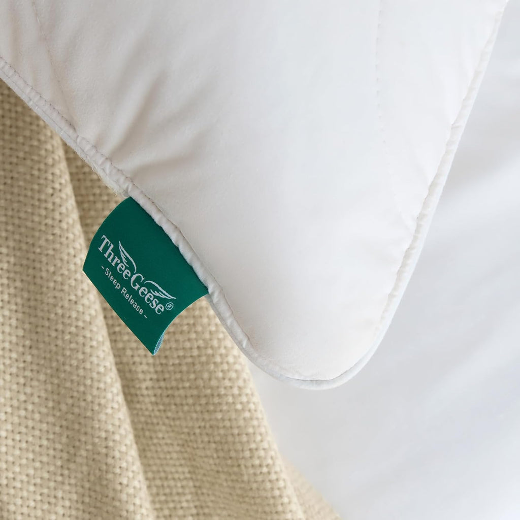 ThreeGeese Three Geese White Goose Feather Down Pillows King Size(20x36inches) 2 Pack- 100% Cotton, Medium Firm, Soft Support 2 Pack Cotton…