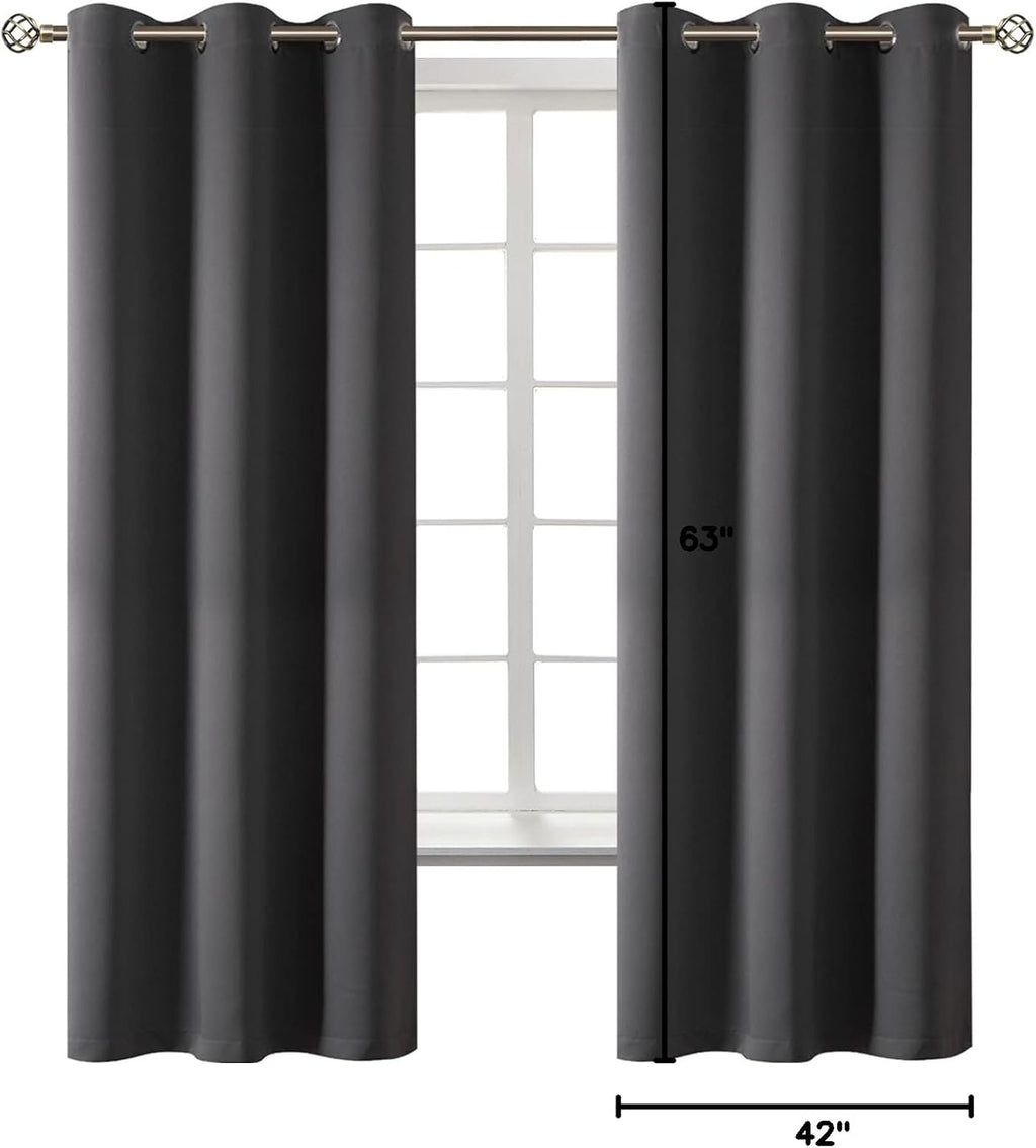 BGment Dark Grey Blackout Curtains for Bedroom, Black Out Curtains 63 Inch Long Thermal Insulated Sunlight Blocking Window Treatment Drapes…