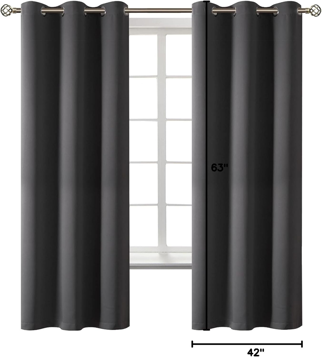 BGment Dark Grey Blackout Curtains for Bedroom, Black Out Curtains 63 Inch Long Thermal Insulated Sunlight Blocking Window Treatment Drapes…