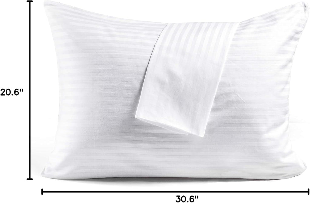 Faunna 600TC 100% Cotton Pillow Protectors, Queen Size (20x30), 2 Pack, Oeko-TEX Certified, Hotel Grade Pillow Cover with Silent Zipper, Zi…