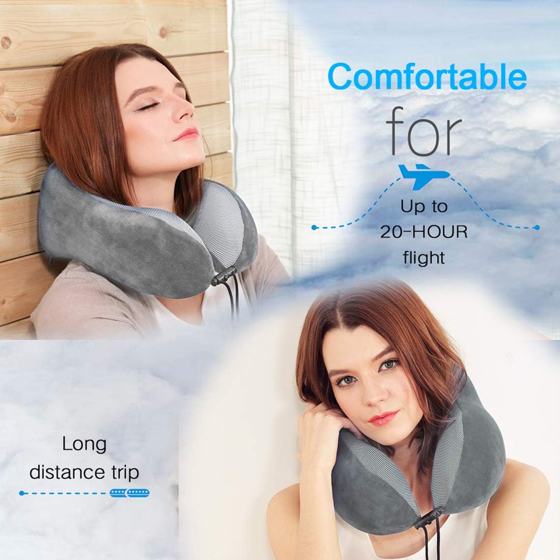 TALLGONeckPillowAlwaysHere TALLGO Travel Pillow, Memory Foam Neck Pillow Head Support Soft Pillow for Sleeping Rest, Airplane Car & Home Us…