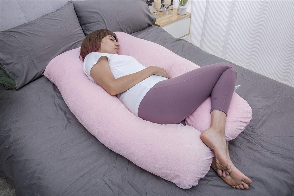 Moonpine MOON PINE Pregnancy Pillow, U Shaped Full Body Pillow for Maternity Support, Sleeping Pillow with Cover for Pregnant Women (Pink)…