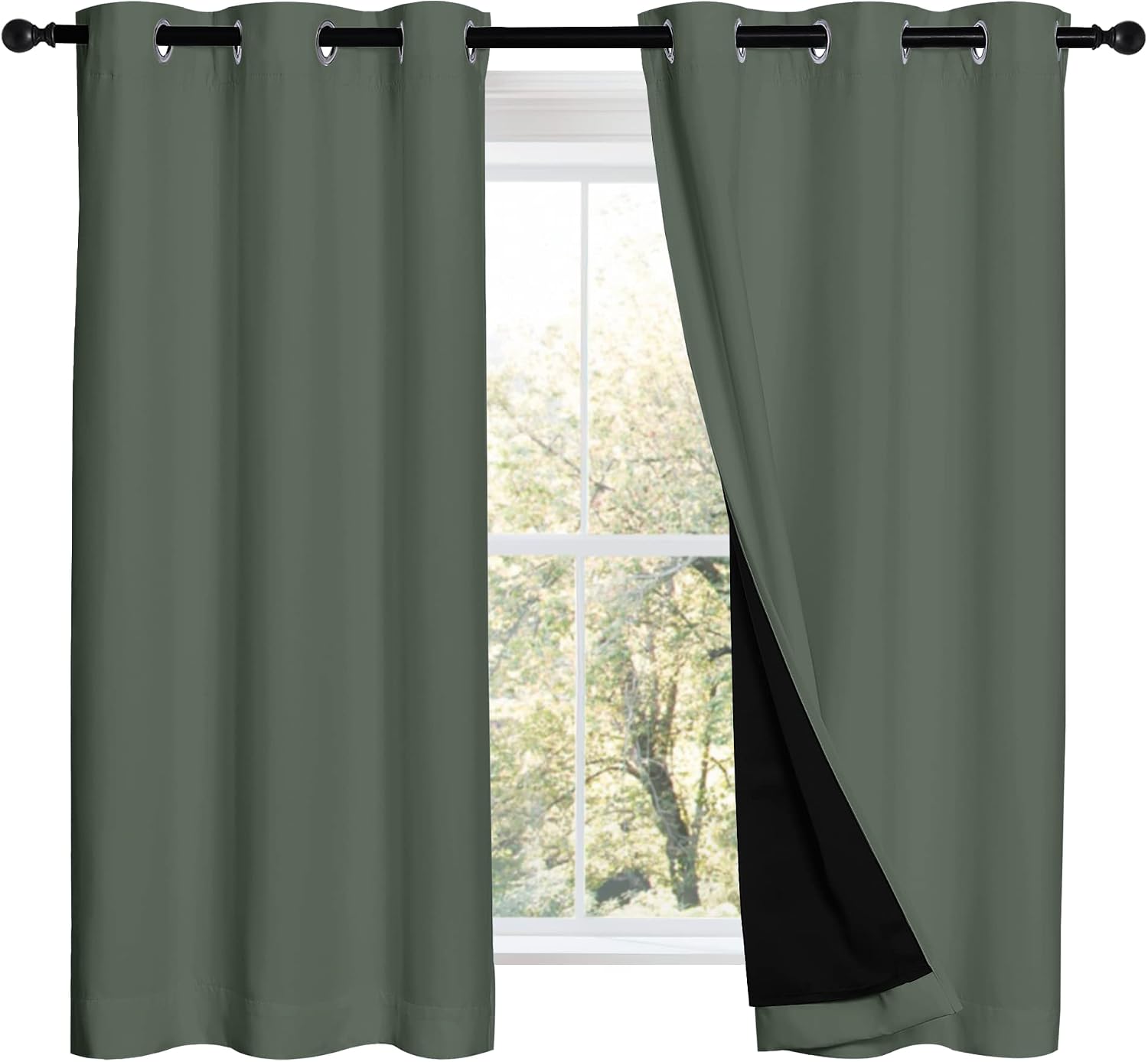 Nicetown 100% Blackout Curtains 54 inches Long, Double-Deck Completely Blackout Window Treatment Thermal Insulated Lined Drapes for Small W…