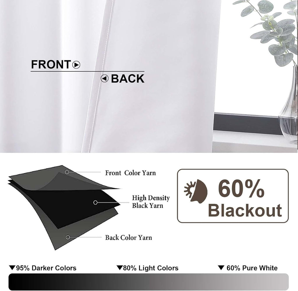 Gwine Pura White Curtains 96 inches Long for Bedroom, Light Filtering Thermal Insulated Noise Reducing Window Curtain for Living Room…