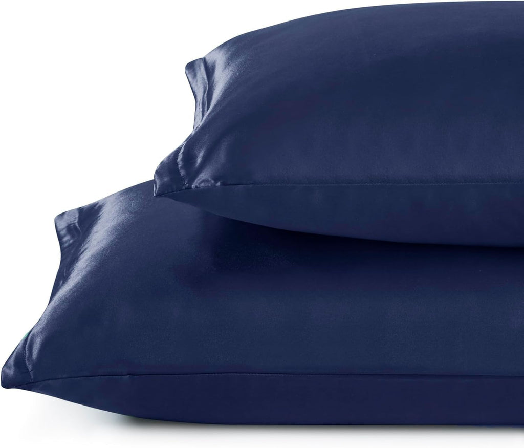 Satin Pillowcase Set of 4 -Silky Pillow Cases for Hair and Skin, Pillow Covers with Envelope Closure, Gifts for Women Men (4, Navy, Queen)