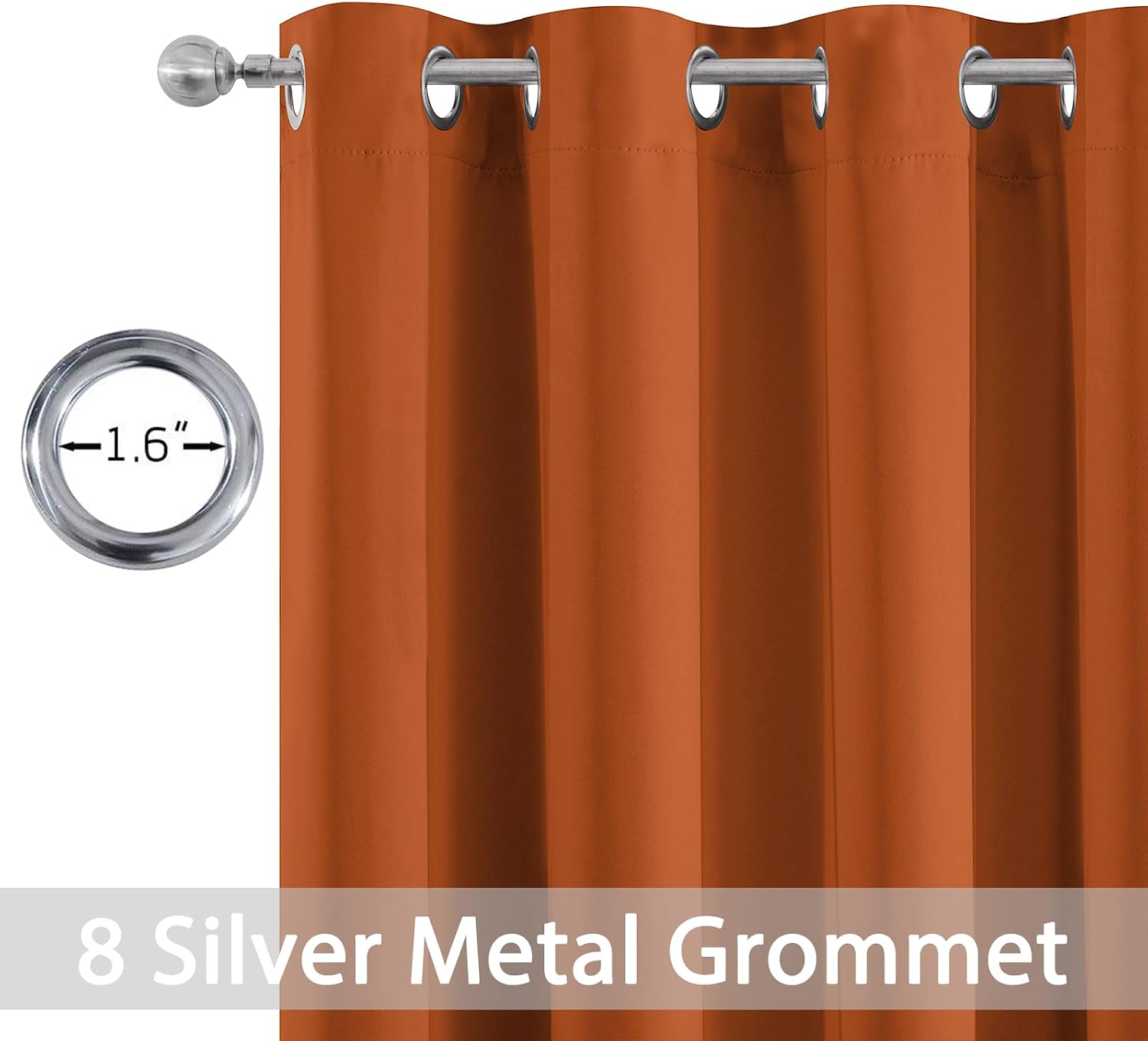Yakamok Soft and Smooth Orange Blackout Curtains for Bedroom - Grommet Thermal Insulated Room Darkening Curtains for Living Room, Set of…