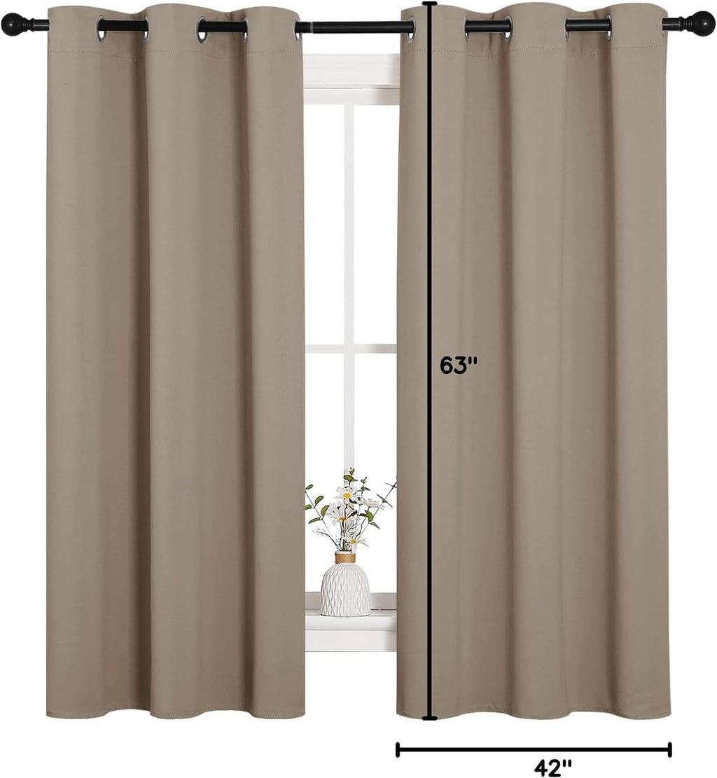 NICETOWN Sleek Blackout Curtains 63 inches Length for Small Windows, Noise Reducing and Block Draft Panels for Door Doorway Laundry…