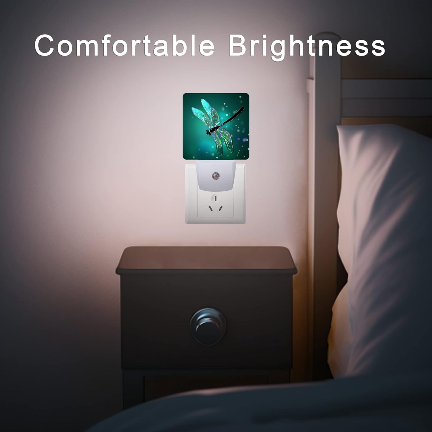 Dragonfly Night Light, Fantasy Green Dragonfly Plug-in Night Lights with Dusk-to-Dawn Sensor for Bedroom, Bathroom and Living Room Sleep…