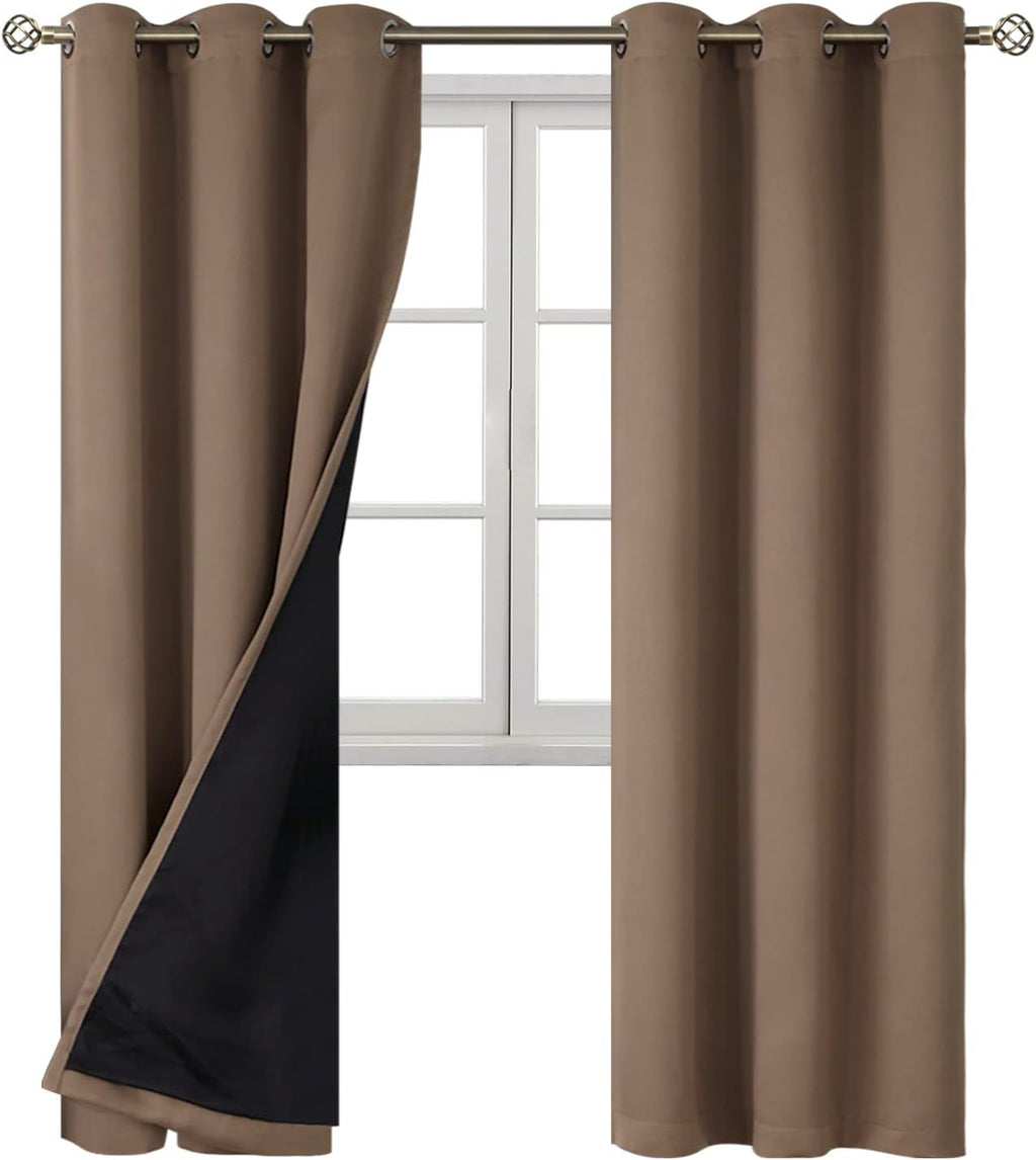 BGment Total Thermal Insulated 100% Blackout Curtains for Bedroom with Black Liner, Double Layer Full Room Darkening Noise Reducing Grommet…