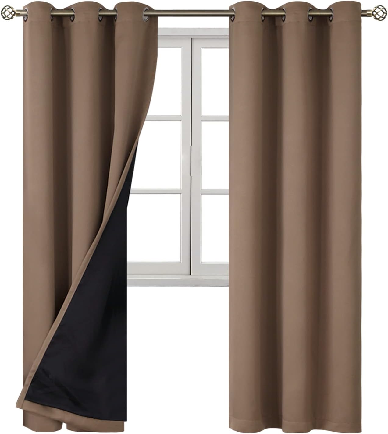 BGment Total Thermal Insulated 100% Blackout Curtains for Bedroom with Black Liner, Double Layer Full Room Darkening Noise Reducing Grommet…