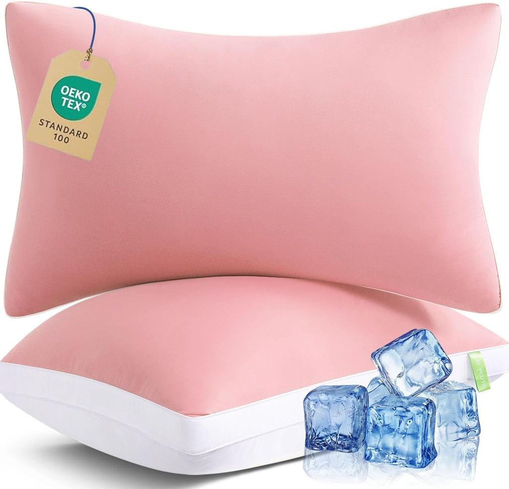 Meelus Silky Soft Pillows Queen Size Set of 2, Reversible Down Alternative Bed Pillows, Skin Friendly Cool Fabric for Hair & Skin, Luxury H…