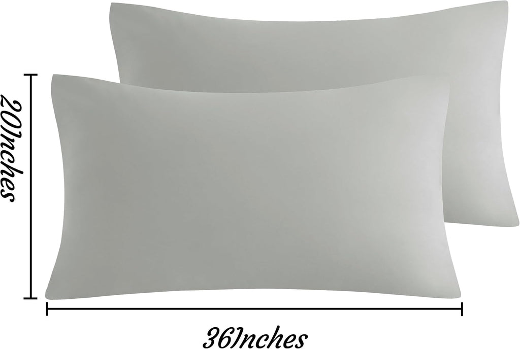Ntbay King Pillow Cases Set of 2, 2 Pack Brushed Microfiber 20x36 Pillow Cases, Soft, Wrinkle, Fade, Stain Resistant Light Grey Pillow Case…