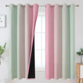Estelartextiler Estelar Textiler Ombre Sage Green and Pink Blackout Curtains 63 Inch Length 2 Panels for Playroom, Gradient Thermal Insulat…