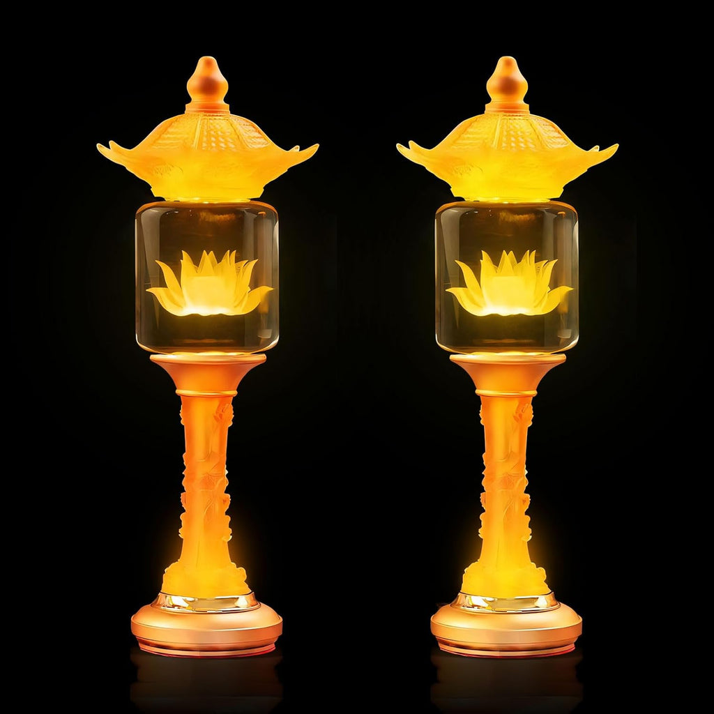 11 Inch LED Lotus Flower Lamp, Multi-Color Adjustable Buddha Light for Home Altar, Indoor Meditation Night Light with Crystal Base