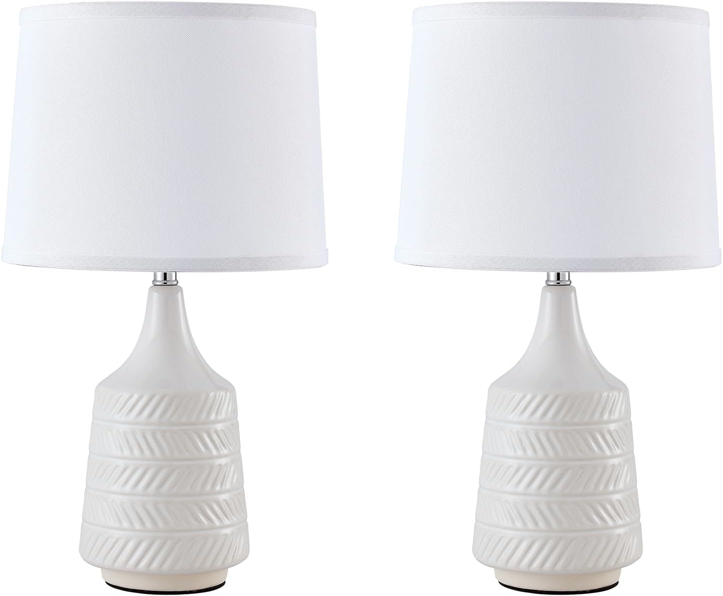 White Ceramic Table Lamps Set of 2, 18.5" Modern Bedside Lamps for Night Stands, Decor Classic Small Lamps for Living Room End Tables…
