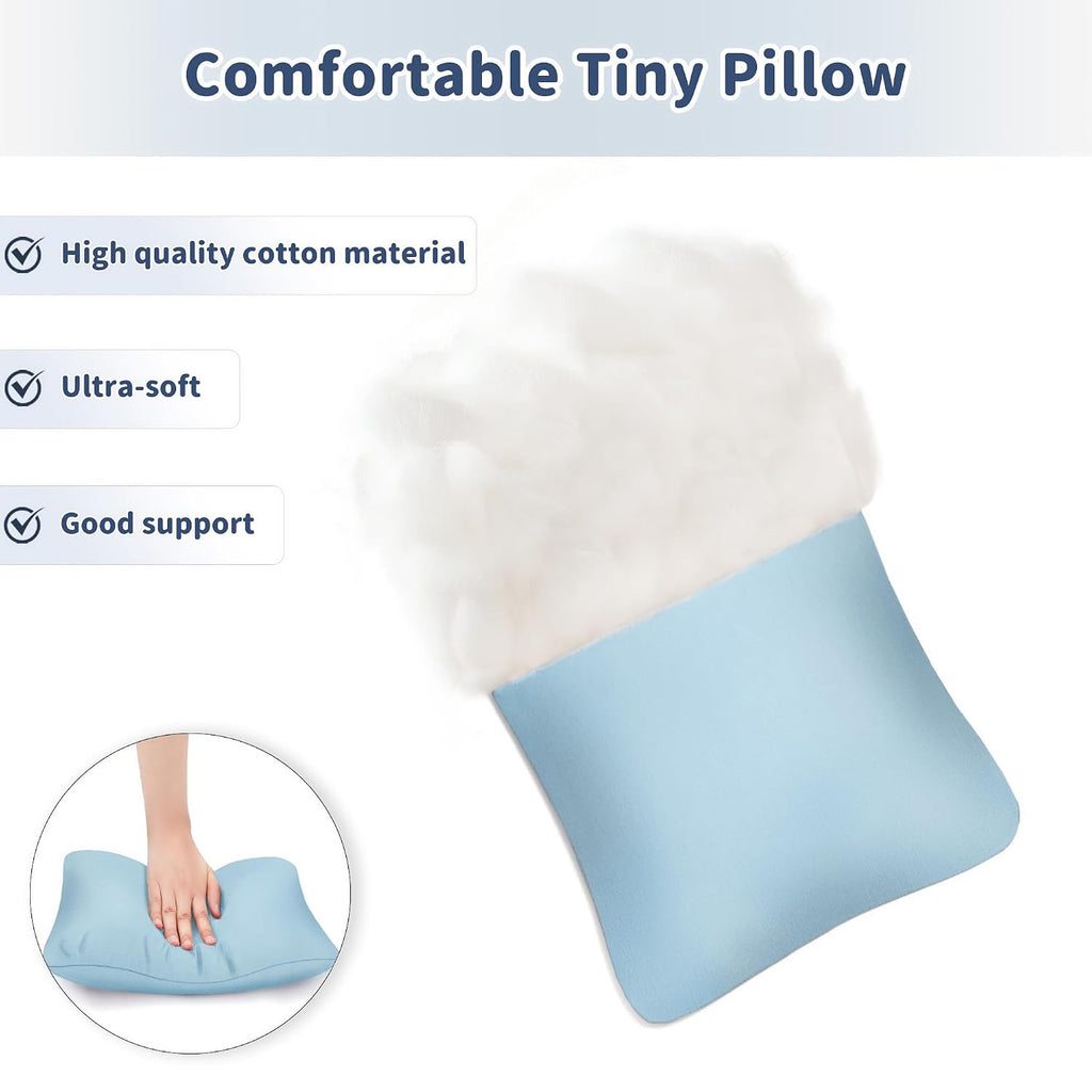 Pro Goleem Small Pillow 11"x7"x2.5" for Kids and Baby Sleeping with Name Tag Mini Tiny Pillow for Camping and Chair Car Air Nap Neck…