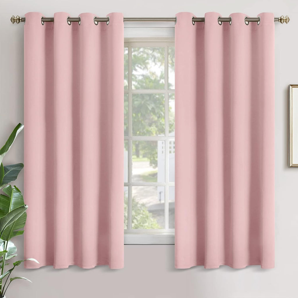 YoungsTex Light Pink Room Darkening Curtains 63 Inches Long for Kids Girl Bedroom - Thermal Insulated with Grommet Blackout Window Drapes P…