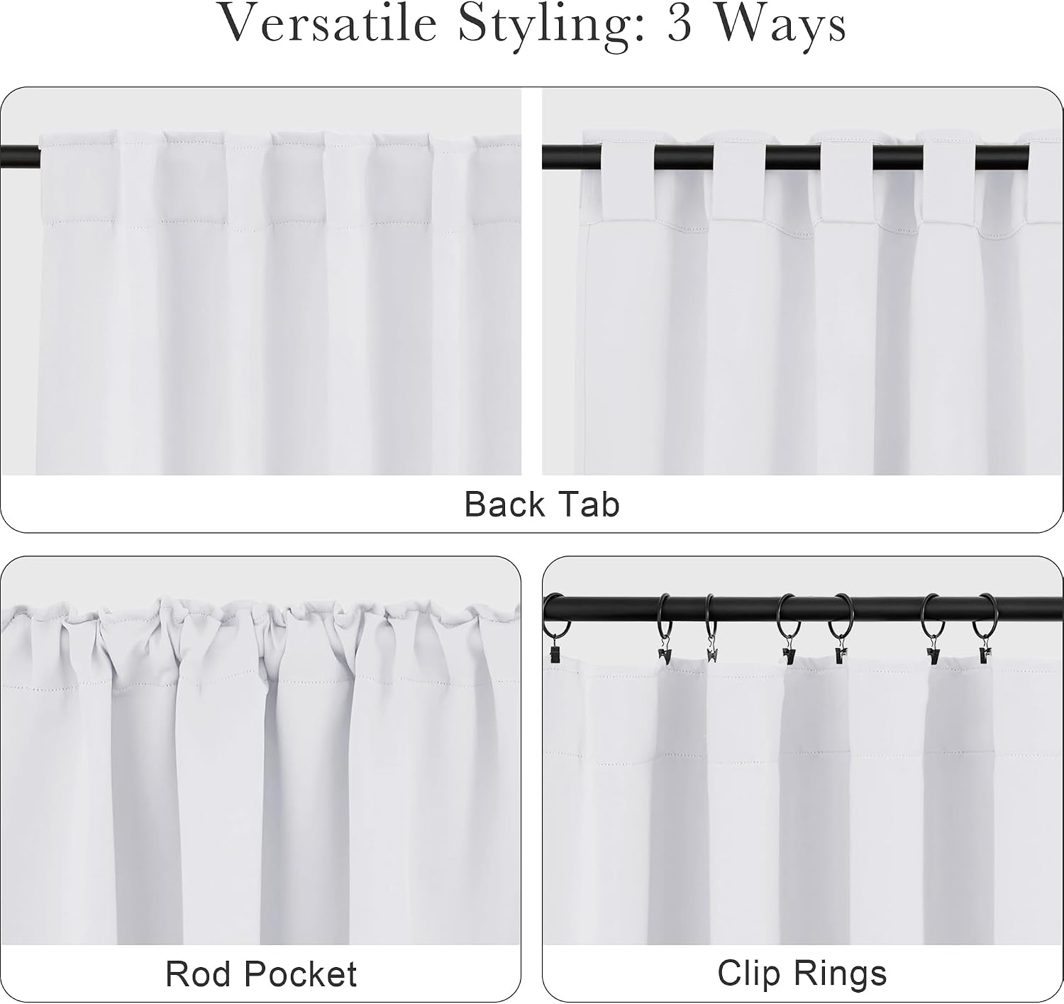 Ponydance PONY DANCE White 50% Lighting Blocking Curtains for Kitchen, Short Non-See-Through Thermal Insulated Room Darkening Back Tab Smal…