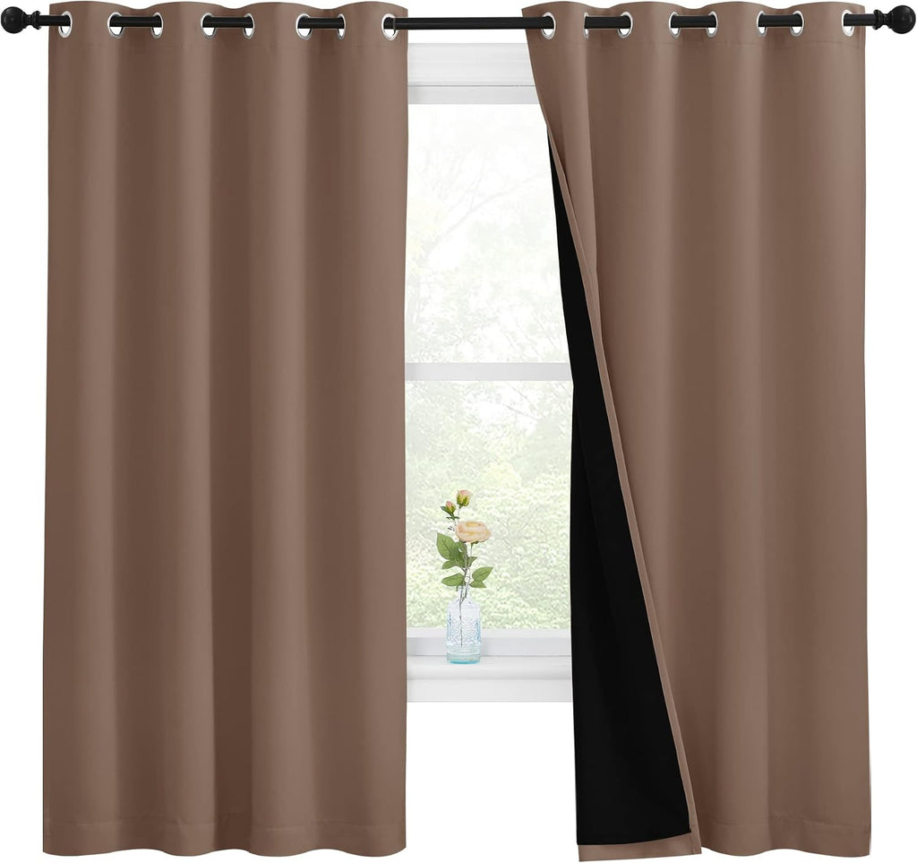 Nicetown Total Blackout Panels for Nursery, Super Soft, Heavy Duty and Thick Window Treatment Curtains 68 inches Long with Black Lined for…
