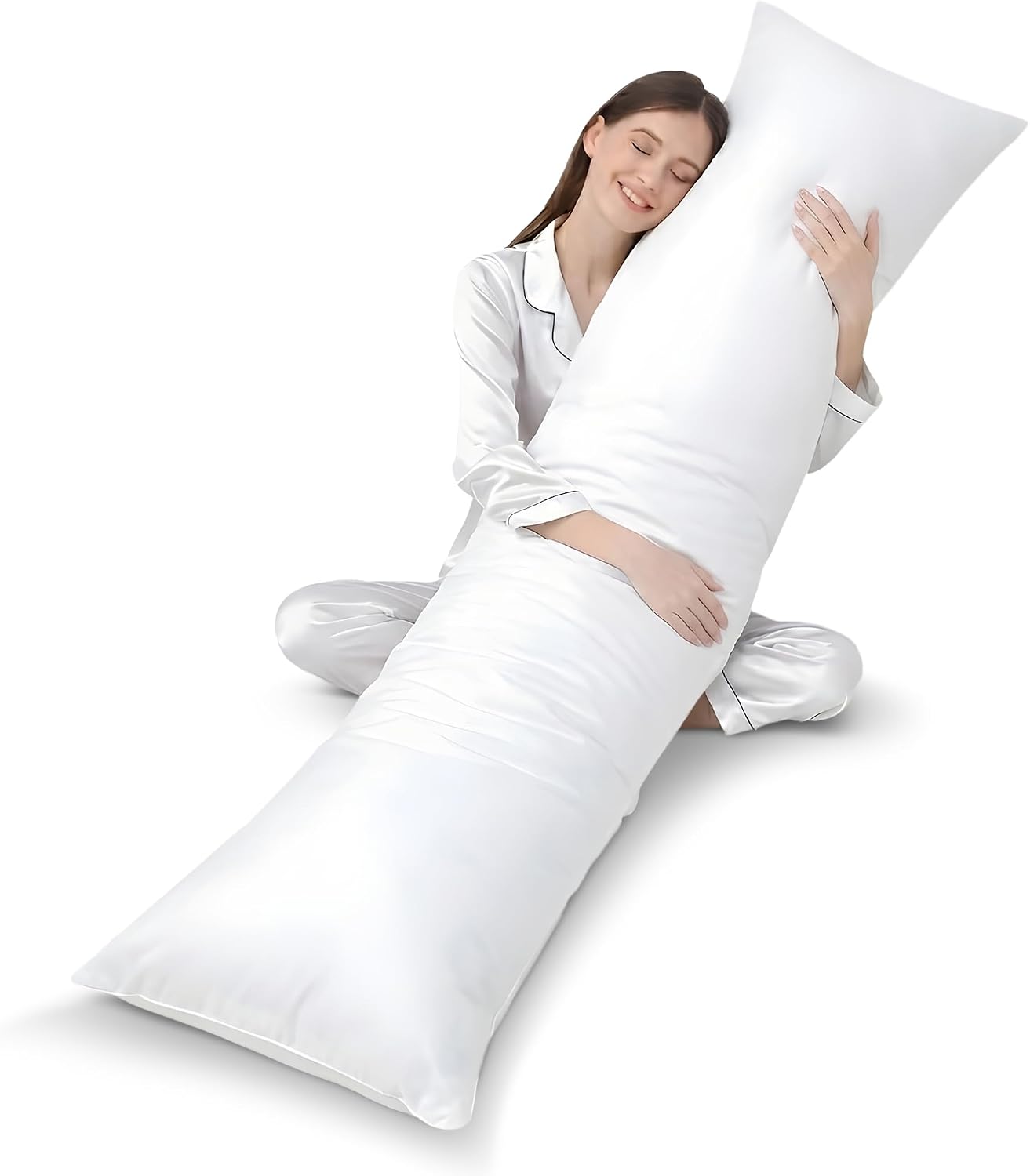 Cheer Collection Extra Long Body Pillow for Side Sleeper, Pregnancy, Neck and Shoulder Support - Zippered Cover (19" x 90")