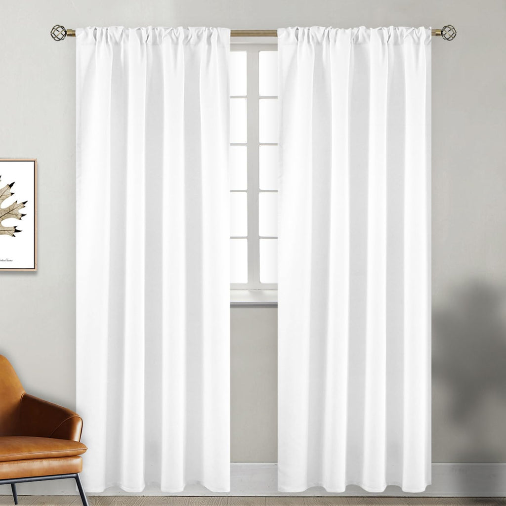 BGment Pure White Room Darkening Curtains 84 Inch - Rod Pocket and Back Tab Thermal Curtains for Bedroom Home Decor Curtains for Living Roo…