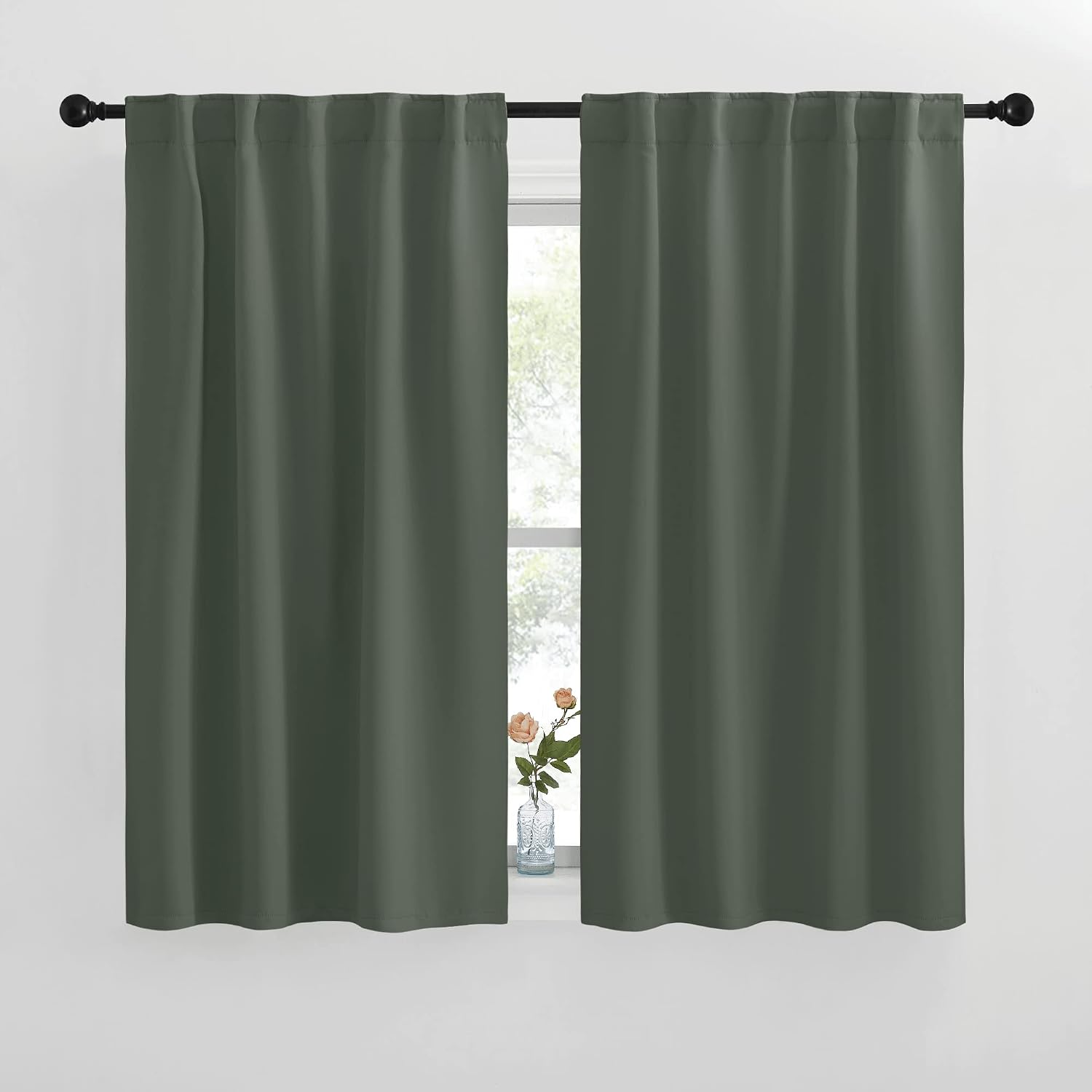 NICETOWN Blackout Curtains Window Panel Drapes - (Dark Mallard Color) W42 x L50, 2 Panels, Home Decoration Light Blocking Thermal…