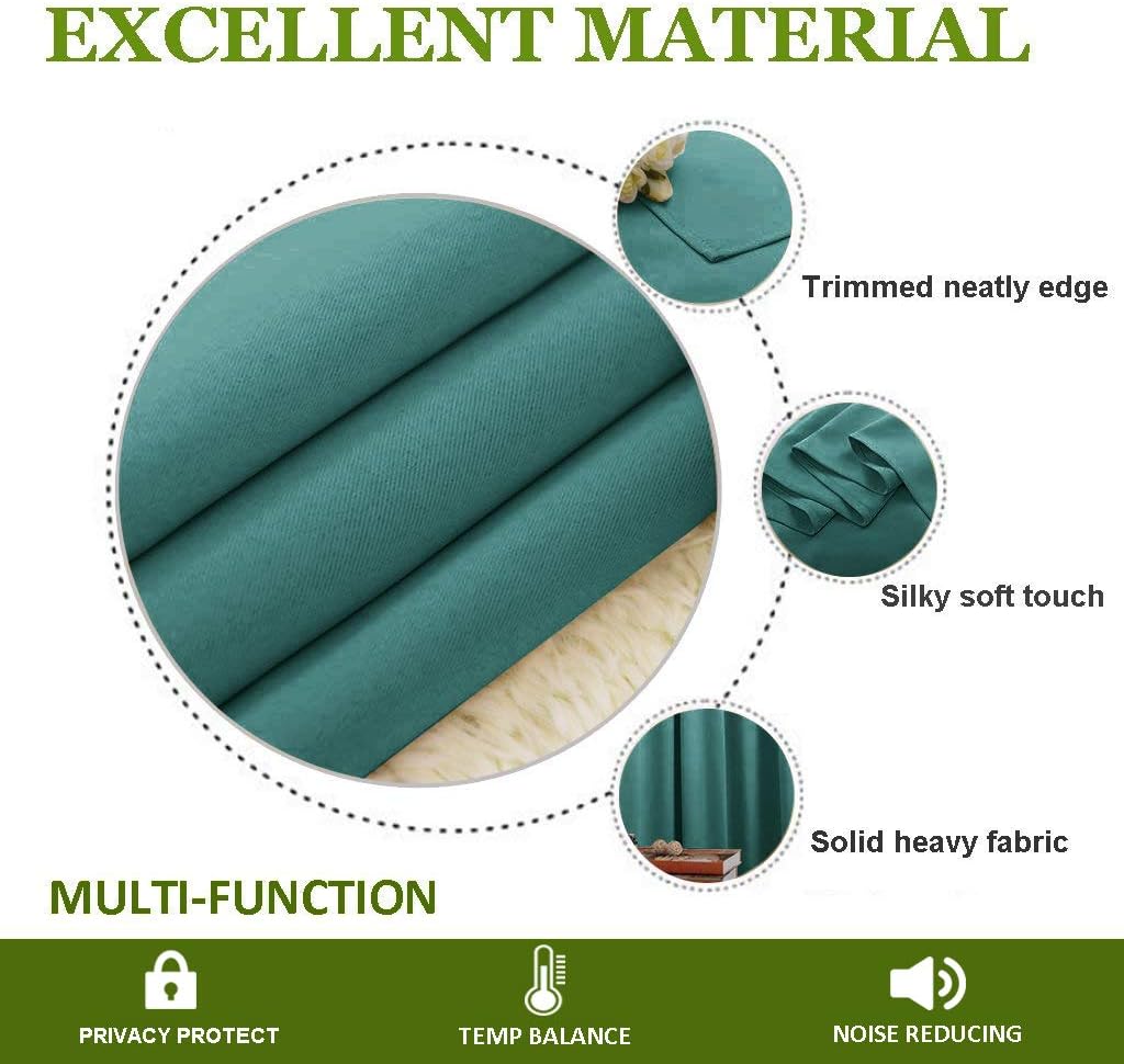 NICETOWN Blackout Drape for Nursery - Home Fashion Thermal Insulated Blackout Room Darkening Curtain/Drapery with Ring Top (Sea Teal…
