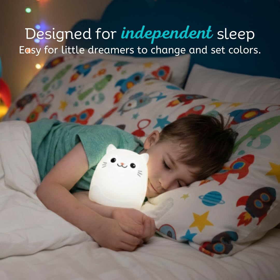 Lumipets Clive the Cat Squishy Silicone Night Light for Kids | Cute Night Light with Remote & Touch Control for Baby & Toddler Bedrooms |…