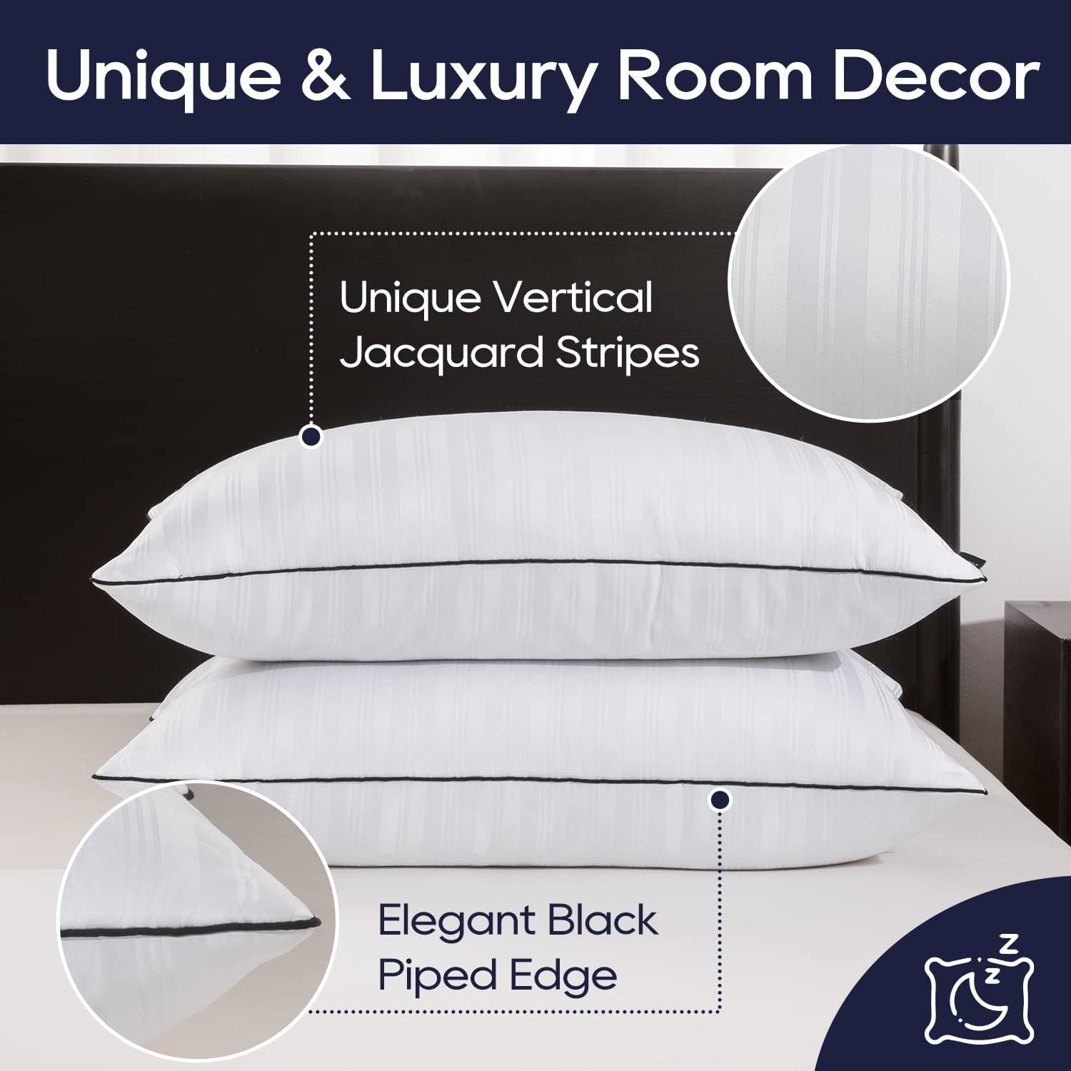 Downluxe Bed Pillows Queen Size Set of 2 - Hotel Collection Soft Down Alternative Pillows for Sleeping, Perfect for Side, Back and Stomach…