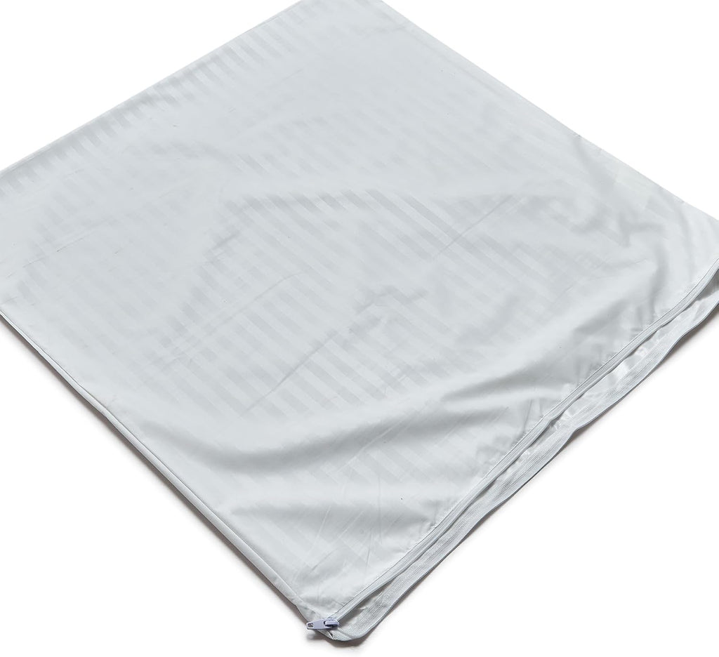 Kingnex Waterproof Down Feather Proof Striped Body Pillow Protectors for 20x54 Pillow Zippered Plain Pillow Cover White 1 Pack Only 21x55