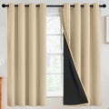 SimpleHome 100% Blackout Curtains for Bedroom, Thermal Insulated Grommet Window Drapes Room Darkening Beige Curtains for Living Room with Bl…