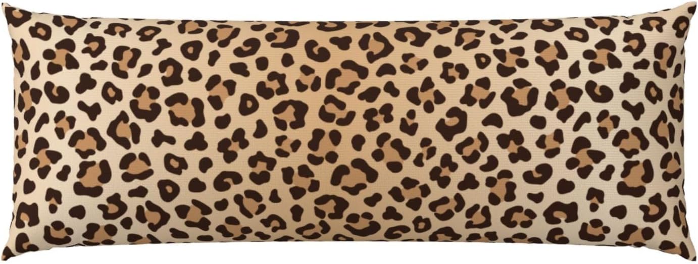 Sovvin Leopard Print Body Pillow Cover Animal Skin Texture Long Pillow Case with Zipper Decorative Soft Cushion Bedding Pillowcase f…