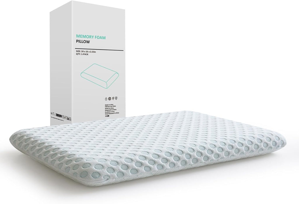 HcoreMemoryFoamHome Hcore Ultra Thin Pillow 2.25" Stomach Sleeping, Pillow for Side Back Stomach Sleepers, Gel Infused Memory Foam Pil…