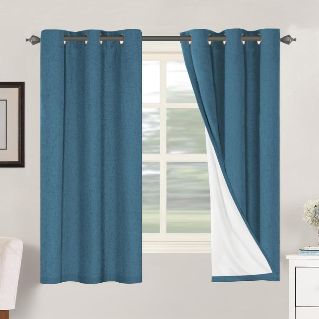 H.VERSAILTEX 100% Blackout Curtains for Bedroom Thermal Insulated Linen Textured Curtains Heat and Full Light Blocking Drapes Living Room…