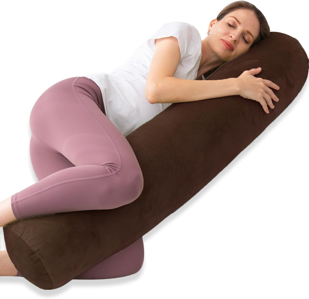 1 MIDDLE ONE Round Body Pillow for Adults, Long Bolster Pillow for Bed with Removable Velvet Cover, Decorative Tube Roll Cylinder Pillow…