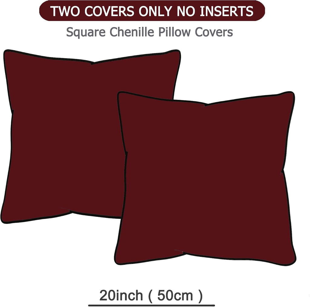 Gawamay Set of 2 Soft Textured Chenille Throw Pillow Covers 20x20 Inch (50x50 CM), Decorative Pillowcases Cushion Covers for Farmhouse Home…