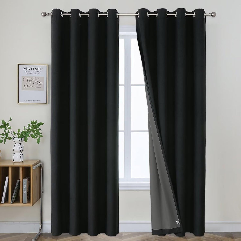 Joydeco Blackout Curtains 108 Inches Long 2 Panels Burg, Room Darkening Curtains for Bedroom, 100% Black Out Textured Thermal Drapes Privac…