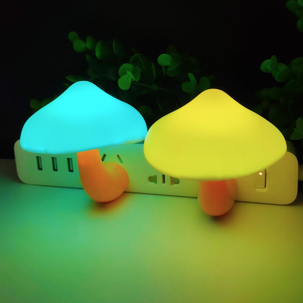AUSAYE 3 Pack Sensor LED Night Light Plug in Lamp 7 Color Changing Mushroom Light Cute Night Lights for Adults Kids NightLight…
