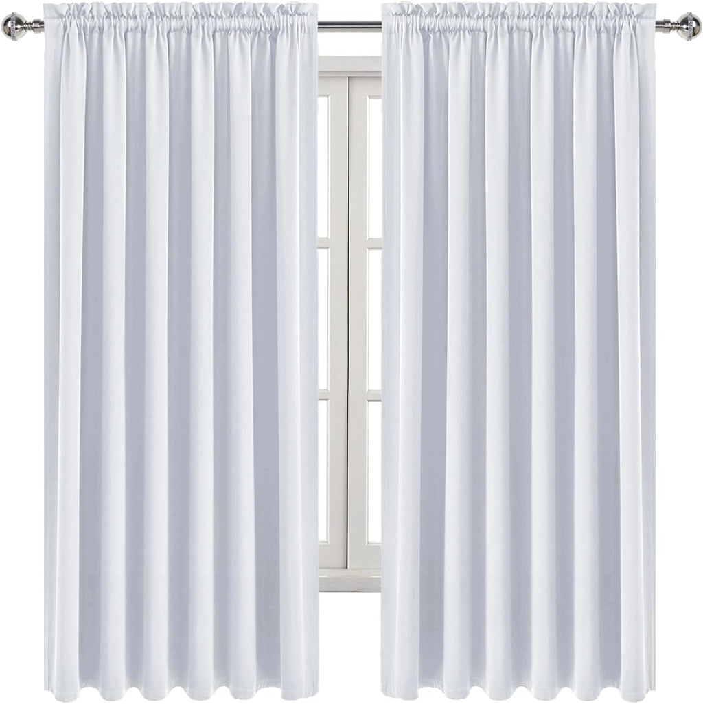 DWCN White Curtains for Living Room Thermal Insulated, Energy Saving & Noise Reducing Bedroom Curtains, White, W 70x L 63 Inch, Set of 2…