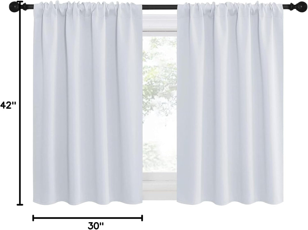 NICETOWN Greyish White Window Curtain Panels, RV Bunk Curtains, Thermal Insulated Rod Pocket Room Darkening Curtain Sets for Loft…