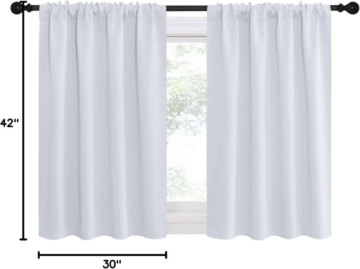 NICETOWN Greyish White Window Curtain Panels, RV Bunk Curtains, Thermal Insulated Rod Pocket Room Darkening Curtain Sets for Loft…